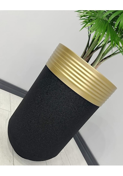 Elegant Dekoratif Eskitme Darbuka Siyah Saksı 60cm