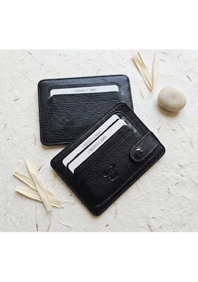Passtell %100 Hakiki Deri Trend Model Minimalist Unisex Kredi Kartlık Ve Cüzdan Ebatlar 11,5 Cm /8,5 Cm Siyah