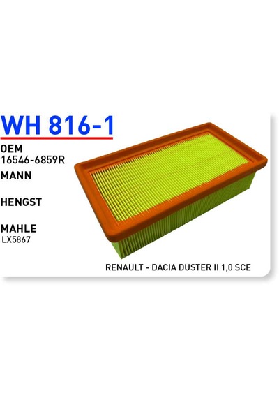 Wh816/1 Oem 16546-6859r Dacıa Duster Iı 1,0 Sce Otomobil Hava Filtre Air Filter