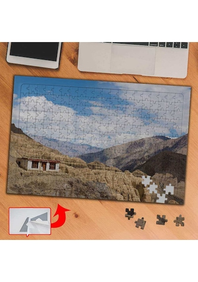 Dağ Tepesinde Taş Ev 240 Parça Puzzle Yapboz Tablo-s470