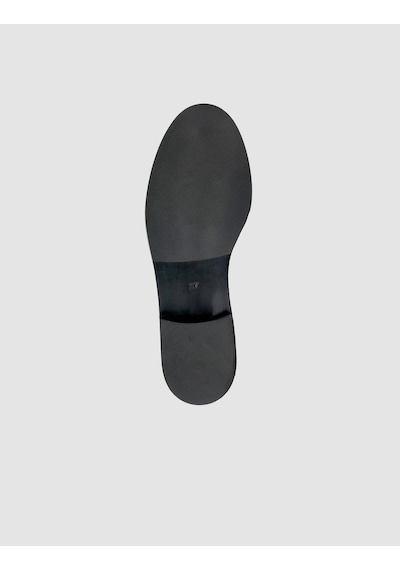 %100 Hakiki Deri Siyah Kadın Püsküllü Loafer Siyah