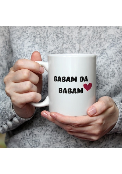 Mor Mürekkep Babam Da Babam Baskılı Beyaz Kupa