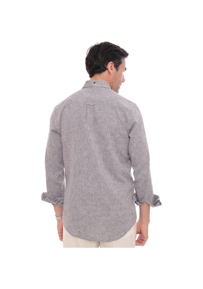 Slim Fit Uzun Kol Yaka Düğmeli Nefes Alan Keten Hediye Kutulu Erkek Gömlek Fs-004548 - Kahverengi-3241