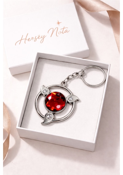 Naruto Sharingan Metal Anahtarlık Kırmızı Taşlı Unisex Anime Aksesuar
