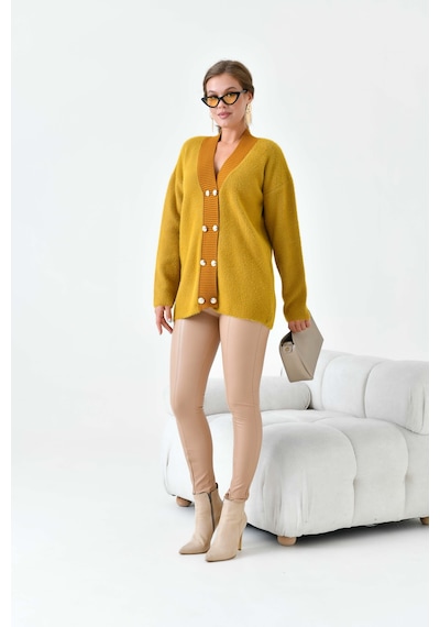 Ftz Women Kadın Düğme Detaylı Hırka Olive 20865 Olive
