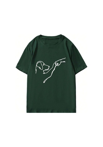 Uyguntarz Can Dostum Köpeğim Temalı Unisex Oversize Tshirt Yeşil