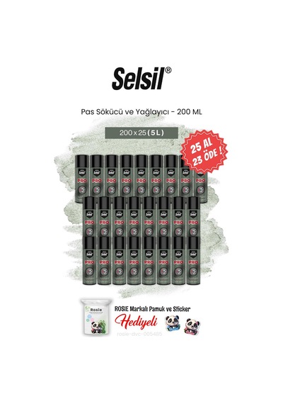 Selsil 200 Ml 25 Al 23 Öde Pas Sökücü Ve Yağlayıcı Ve Rosie Pamuk 1 adet