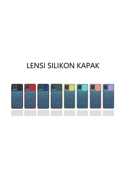 Noktaks - Samsung Galaxy Uyumlu A12 - Kılıf Slayt Sürgülü Arkası Buzlu Lensi Kapak - Sarı