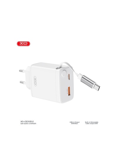 Delux Serisi Ce31 Eu 30w Type-c Ve Usb Hızlı Şarj Adaptörü Masaüstü Güç Pratik Parça Enerji Dolumu