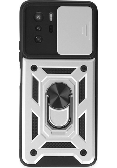 Poco X3 Gt Kılıf Pars Lens Yüzüklü Silikon - Gümüş