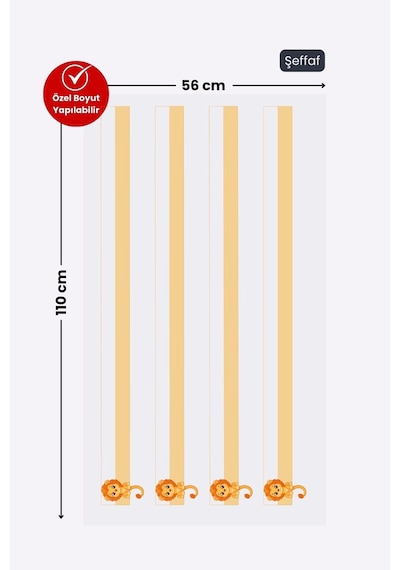 Pi Papers Aslanlı Kılavuz Çizgili Statik Kağıt Çocuklar İçin Yaz-sil Özellikli Yapışkansız Pano 56x100 Cm Turuncu