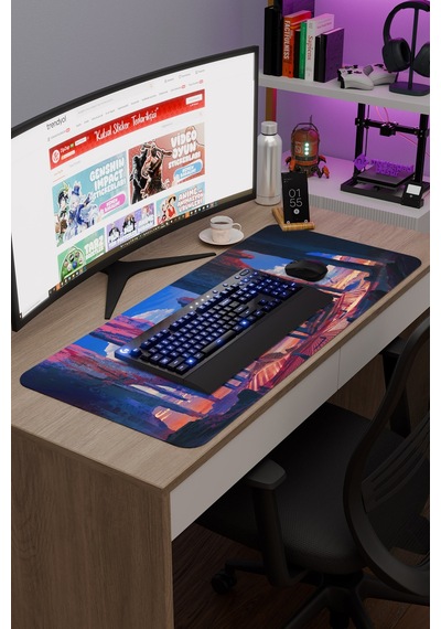 Dijital Çölde Sütunlar V3 90x40 Xxl Gaming Kauçuk Kaymaz Taban Mouse Pad Fare Altlığı