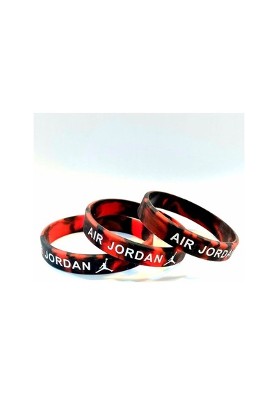 3lü Jordan Mj Air Kırmızı Siyah Basketbol Bileklik Seti Kırmızı Kırmızı