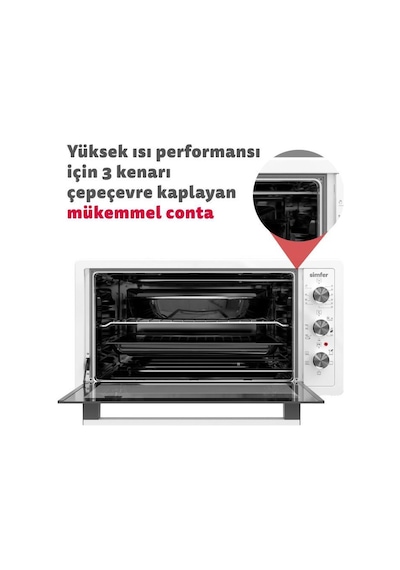 Simfer 4546 Beyaz 45 LT Turbo Fan Mini / Midi Fırın - 6 Fonksiyon, Yoğurt Yapma & Buz Çözme Özellikli