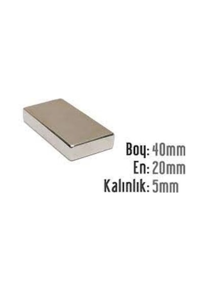 Neodyum Mıknatıs 40x20x5 Mm 5 Adet