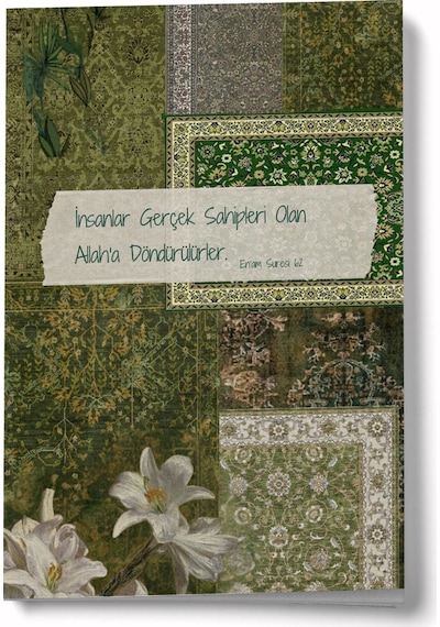 Kolaj Serisi 31 İnsanlar Allah'a Döndürülürler A6 Çizgili Mini Defter Not Defteri Çok Renkli