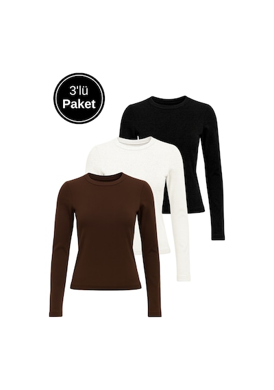 Rich Kadın Siyah-beyaz-kahverengi 3'lü Paket Bisiklet Yaka Esnek Kumaşlı Vücuda Oturan Slim Fit Uzun Kollu Crop Body Beyaz - Kahverengi - Siyah Rich Kadın Siyah-beyaz-kahverengi 3'lü Paket Bisiklet Yaka Esnek Kumaşlı Vücuda Oturan Slim Fit Uzun Kollu Crop Body Beyaz - Kahverengi - Siyah