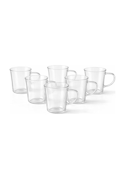 6 Lı Cam Bardak Seti 170 Ml Kulplu Şeffaf Cam Kupa, Çay Kahve Ve Bitki Çayı Bardakları, Bulaşık Makinesinde Yıkanabilir Aeropress
