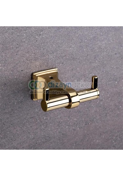 Line İkili Bornoz Askılığı Gold Kaplama