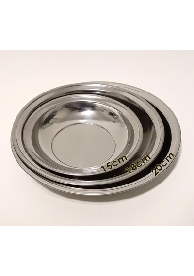 Yaşam Boyu Garantili 6 Adet 20cm Paslanmaz Çelik Çukur Yemek Tabağı Büyükporsyon Sağlam Metal Tabak Altın - Beyaz