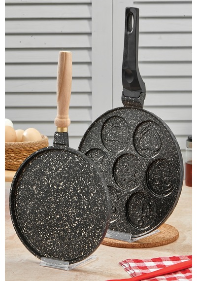 Polochef Granit Gözleme Ve Pankek Tavası Set Siyah