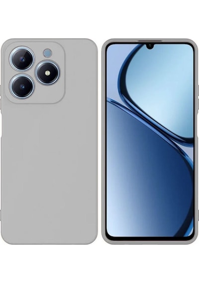 Realme C63 Uyumlu Silikon Kılıf - Kamera Korumalı Esnek Pastel Renk Kapak - Gri Gri