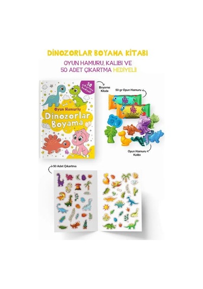 Dinozorlar Boyama Kitabı - Oyun Hamurlu - 3 Yaş +