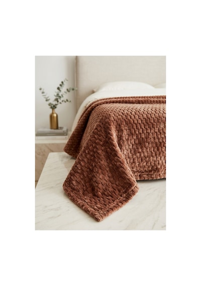 Çift Kişilik Soft Battaniye 220x240 Cm Kutulu Lüks Kabartmalı Yumuşak Dokulu Battaniye Bordo