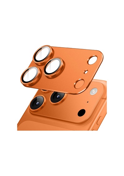 Kamera Lens Koruyucu İçin İphone 17 Pro Max 6.9 Inç Tam Kapsamlı 9h Temperli Cam Mat Metal Plaka, 1 Paket Turuncu, İphone 17 Pro Max