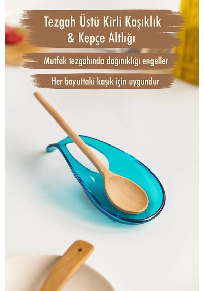 Akrilik Aquamarin Tezgah Üstü Kirli Kaşıklık & Kepçe Altlığı Çok Renkli