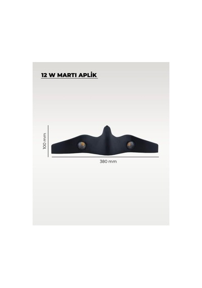 12 W Martı Aplik Iç Ve Dış Mekan Aplik Siyah Kasa Günışığı Led Aplik