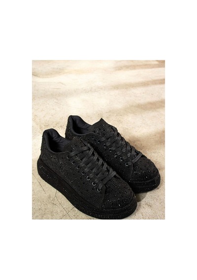 Dabab Shoes Stella Kadın Siyah Taşlı Işıltılı Platform Sneakers Spor Ayakkabı