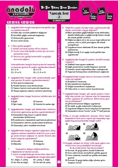 Sürücü Eğitim Yaprak Test Sürücü Kursu Yaprak Test !! 800 Soru !!
