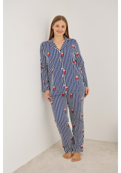 Siyah İnci Curve Büyük Beden Battal Boy Düğmeli Pamuklu Pijama Takımı 7687 Lacivert Ayıcıklı Siyah İnci Curve Büyük Beden Battal Boy Düğmeli Pamuklu Pijama Takımı 7687 Lacivert Ayıcıklı
