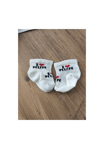 Bambık Yetiş Pamuklu 3'lü Kız Bebek Çorap Seti - I Love Mum Baskılı Yumuşak Bebek Çorabı Çok Renkli Çok Renkli