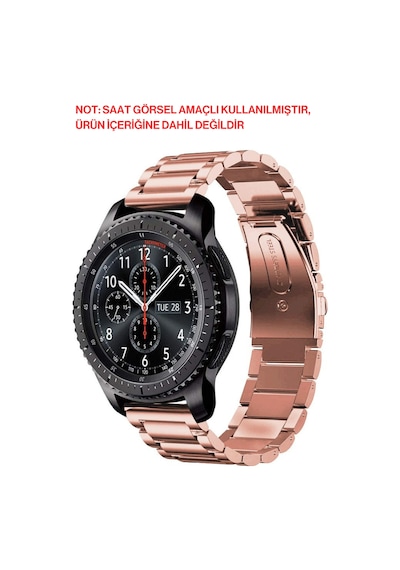 Samsung Galaxy Gear S3 Gear Watch 3 45mm Uyumlu Çelik Metal Kordon Rose Gold