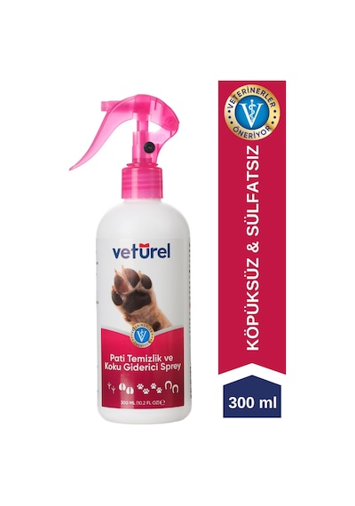 Veturel Kedi Tüy Köpek Pati Temizleme Parfümsüz Koku Giderici Bakım Spreyi 300 ML