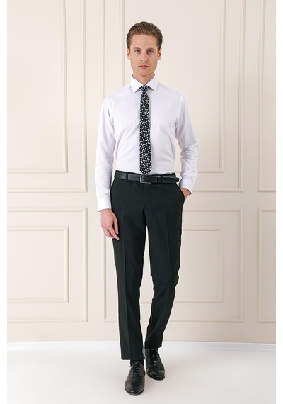 Efor Gk 718 Slim Fit Dokulu Pamuklu Klasik Beyaz Gömlek Beyaz