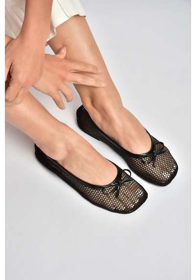 Fox Shoes Y274623315 Siyah File Kadın Babet
