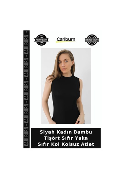 Carlburn Özel Üretim Siyah Kadın Bambu Tişört Sıfır Yaka Sıfır Kol Kolsuz Atlet Kıyafet Giyim Eşyası Moda