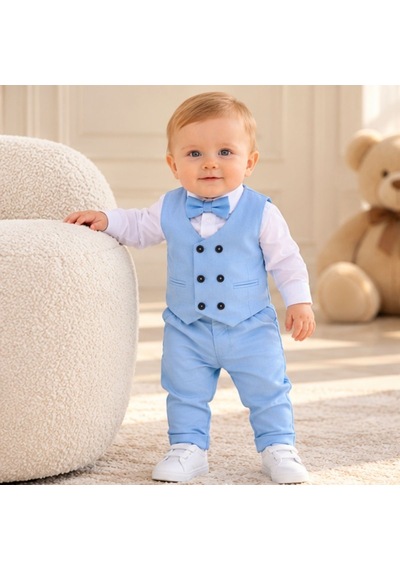 Maxx Kleın Erkek Bebek Bebe Mavisi Yelekli Takım Elbise Gömlek Papyon Pantolon 6-9-12-18-24 Ay Mavi Maxx Kleın Erkek Bebek Bebe Mavisi Yelekli Takım Elbise Gömlek Papyon Pantolon 6-9-12-18-24 Ay Mavi