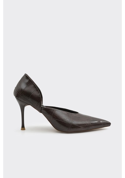 Derinet Dekolteli Kadın Stiletto Kahve Kahve