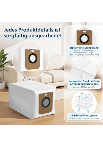 Dreame D10 Plus / D10s / Z10 Pro / L10 Robot Süpürge İçin 10 Adet Elektrikli Süpürge Torbası, D Kahverengi