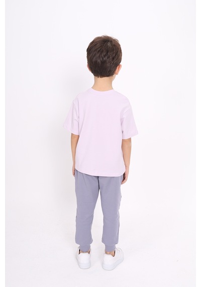 Toontoy Kids Toontoy Unisex Çocuk Baskılı Tişört Açık Lila