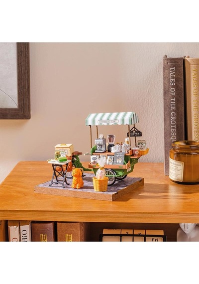 Rolife Dg182 Kahve Arabası Aromatic Coffee Dıy Minyatür Maket Model Seti Ahşap 3d Wooden Puzzle 3d Model Kit Detaylı Dekoratif Hobi Seti Ahşap Maket