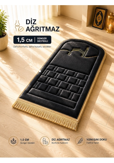 Diz Dostu Seccade Ortopedik Süngerli 1.5 CM  Kalın Kadife Namazlık + Çanta