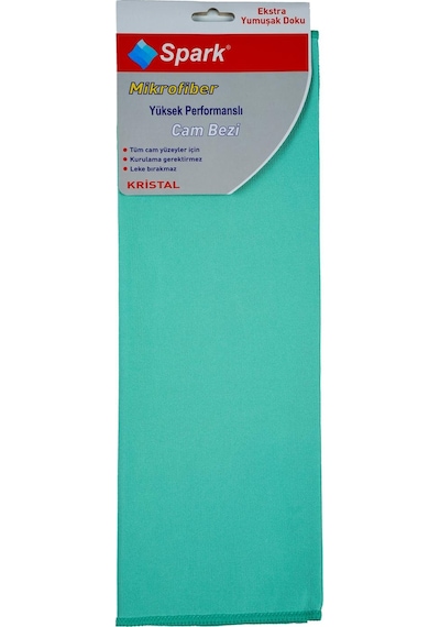 3 Adet Spark Kristal Mikrofiber Cam Silme Bezi Ve Genel Temizlik & Kurulama Bezi 40x40 Cm. Yeşil