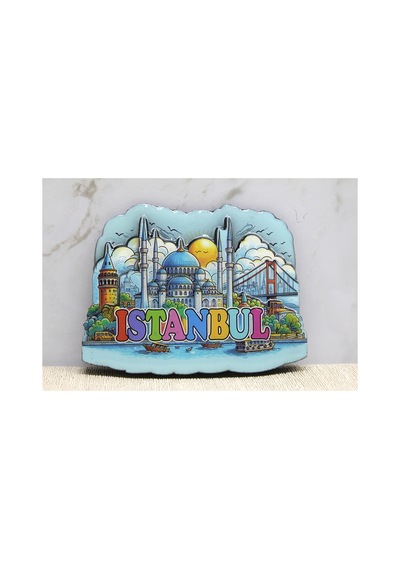 4 Adet Ahşap Magnet İstanbul Temalı Ahşap Tasarım Magnet Ürün 10x7 Cm