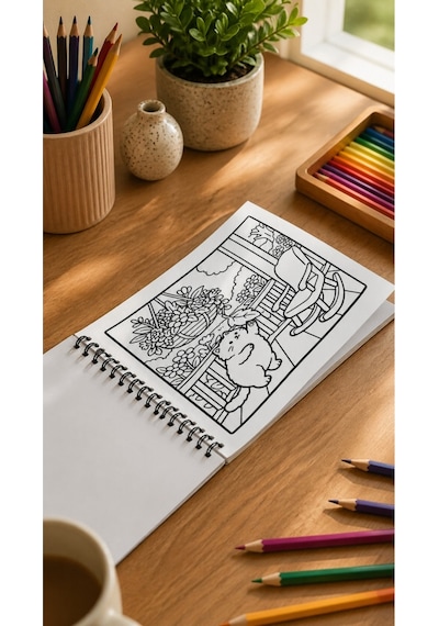 Cozy House Cats Ev Kedileri 20x20 Cm Büyük Boyama Kitabı, Çocuklar Yetişkinler
