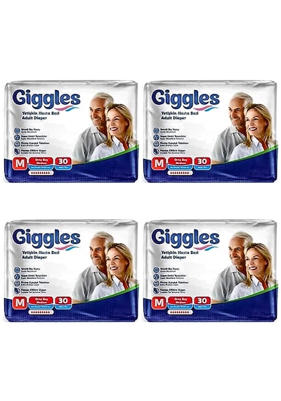 Giggles Belbantlı Yetişkin Hasta Bezi Medium 120 Adet 4x30 Paket M